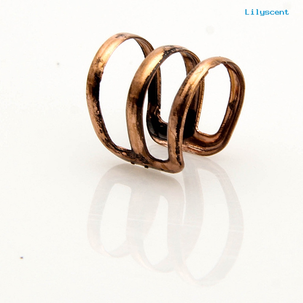 [LS] 1pc Manset Klip Telinga Simple Dual Use Women Adjustable 3-Ring Cincin Jari Hollow Untuk Travel Belanja