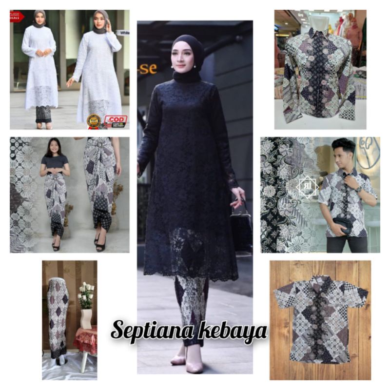 BAJU KEBAYA COUPLE BATIK / COUPLE KEBAYA KONDANGAN / BATIK COUPLE  HITAM - KEBAYA PUTIH  BATIK - KEB