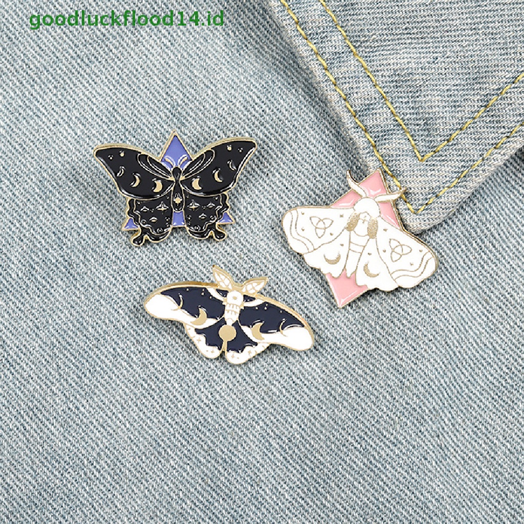 [GOOGFOUR] 3pcs Pin Enamel Kupu-Kupu Ngengat Fase Bros Tas Pakaian Lapel Pin Lencana Hadiah [TOP]