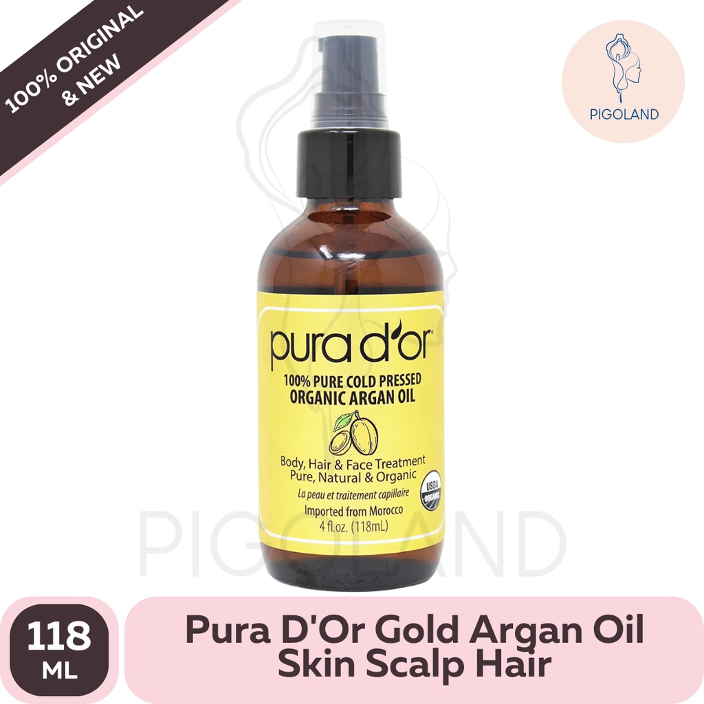 PURA D'OR D OR 100% Pure Organic Argan Oil for Body Hair Face 118 ML