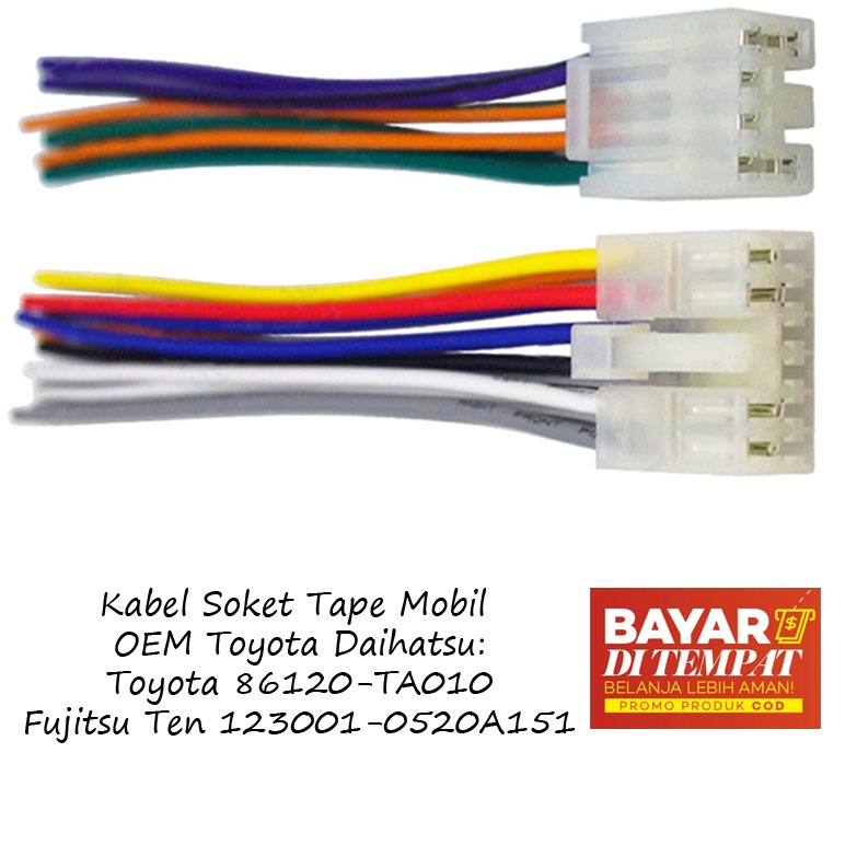 Kabel Soket Head Unit Toyota 86120-TA010/ Fujitsu Ten 123001-0520A151 DobelDIN