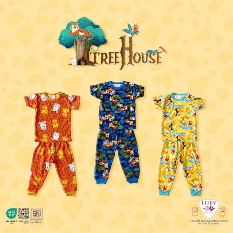 Libby Setelan Oblong Pendek Panjang (kancing pundak) - Libby baju bayi - setelan anak -setelan libby baby