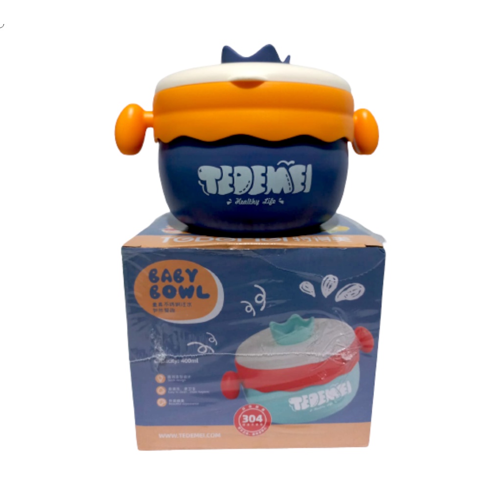 DEOSOFFICIAL -- KOTAK MAKAN STAINLESS STEEL 400ML 304 BABY CUP BOWL/KOTAK MAKAN BAYI ANAK KODE 6129