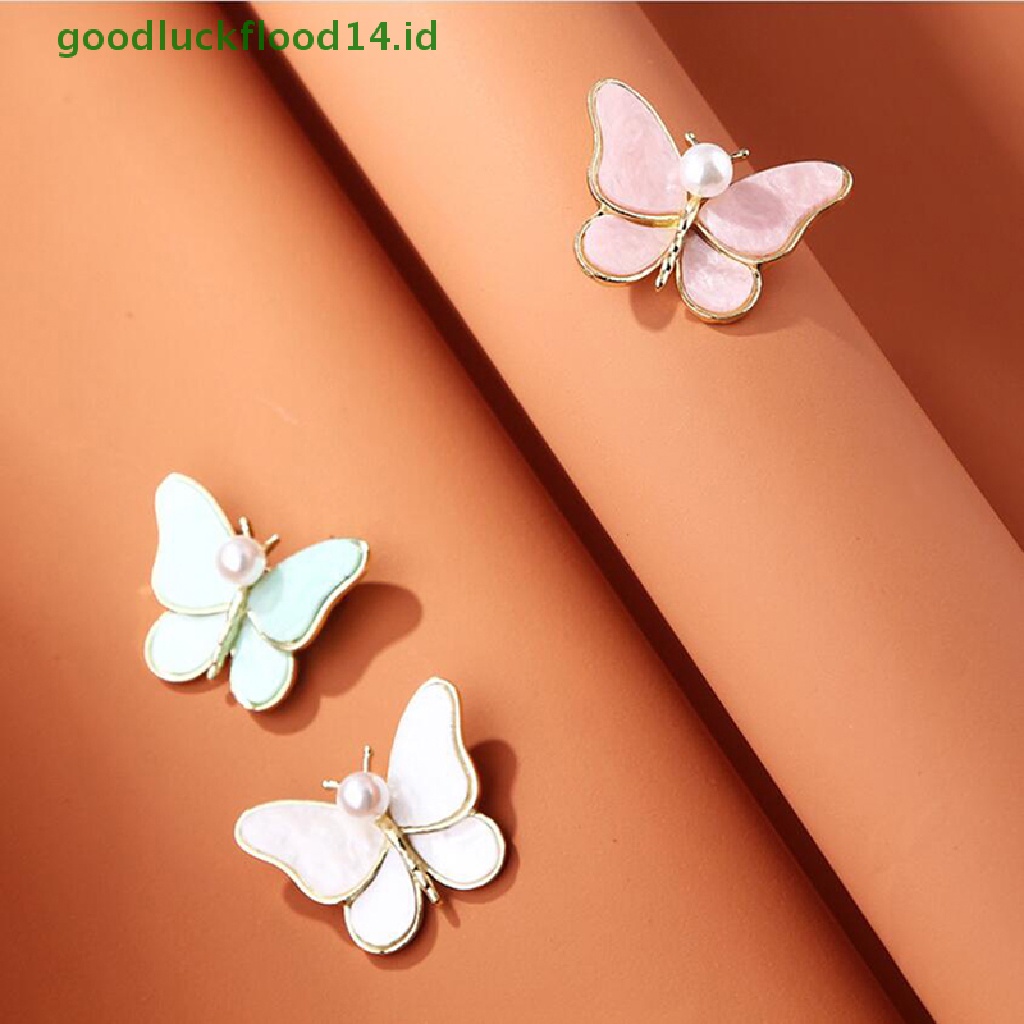 [GOOGFOUR] Fashion Shiny Pearl Butterfly Bros Serangga Pin Wanita Perjamuan Pernikahan Perhiasan [TOP]