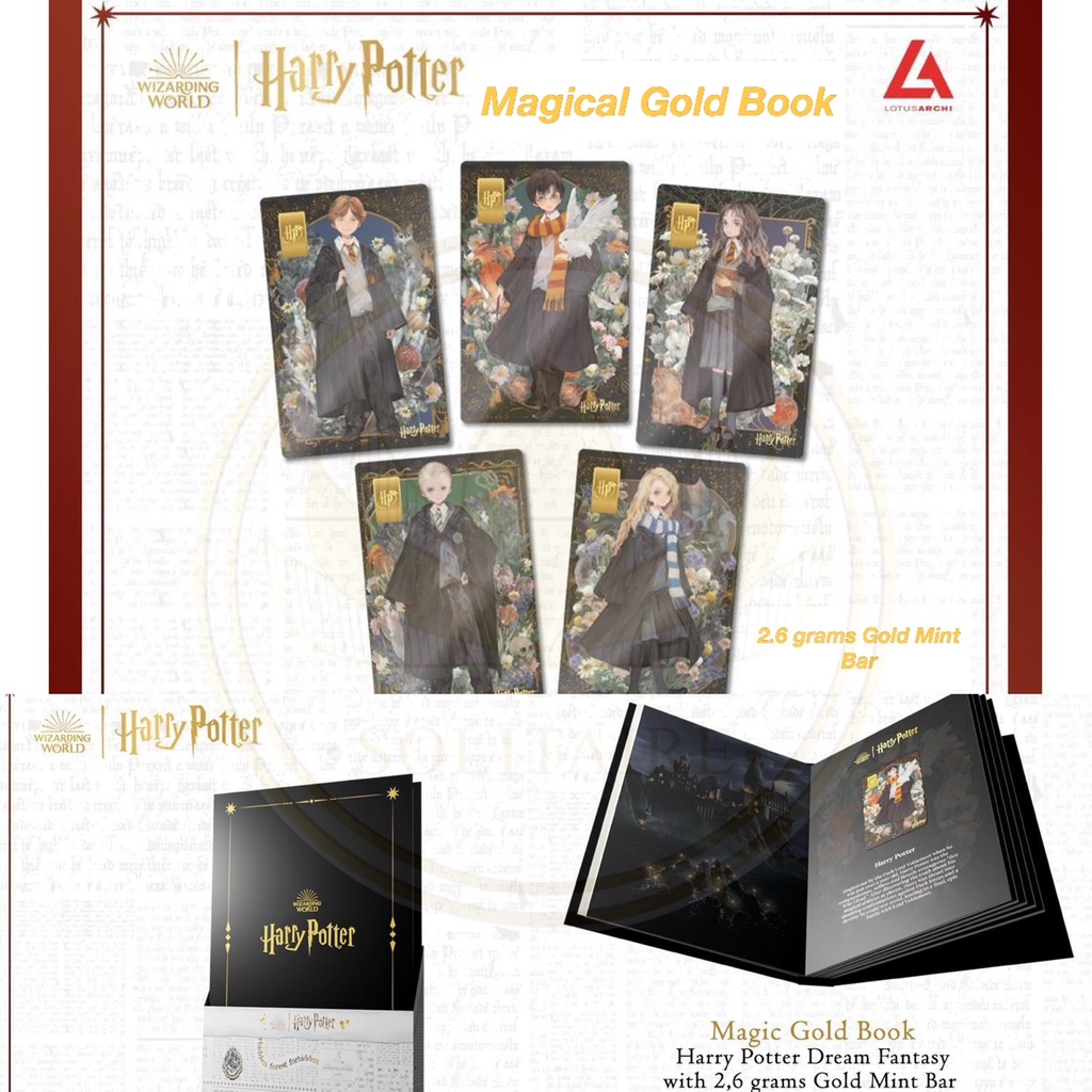 LM Lotus Archi Harry Potter Magic Gold Book Dream Fantasy with 2.6 gram Gold Mint Bar - Logam Mulia 