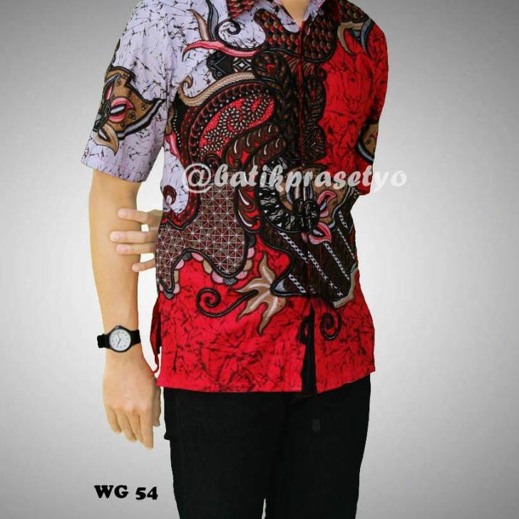 Flash Sale  kemeja batik BLOK NAGA MERAH .,