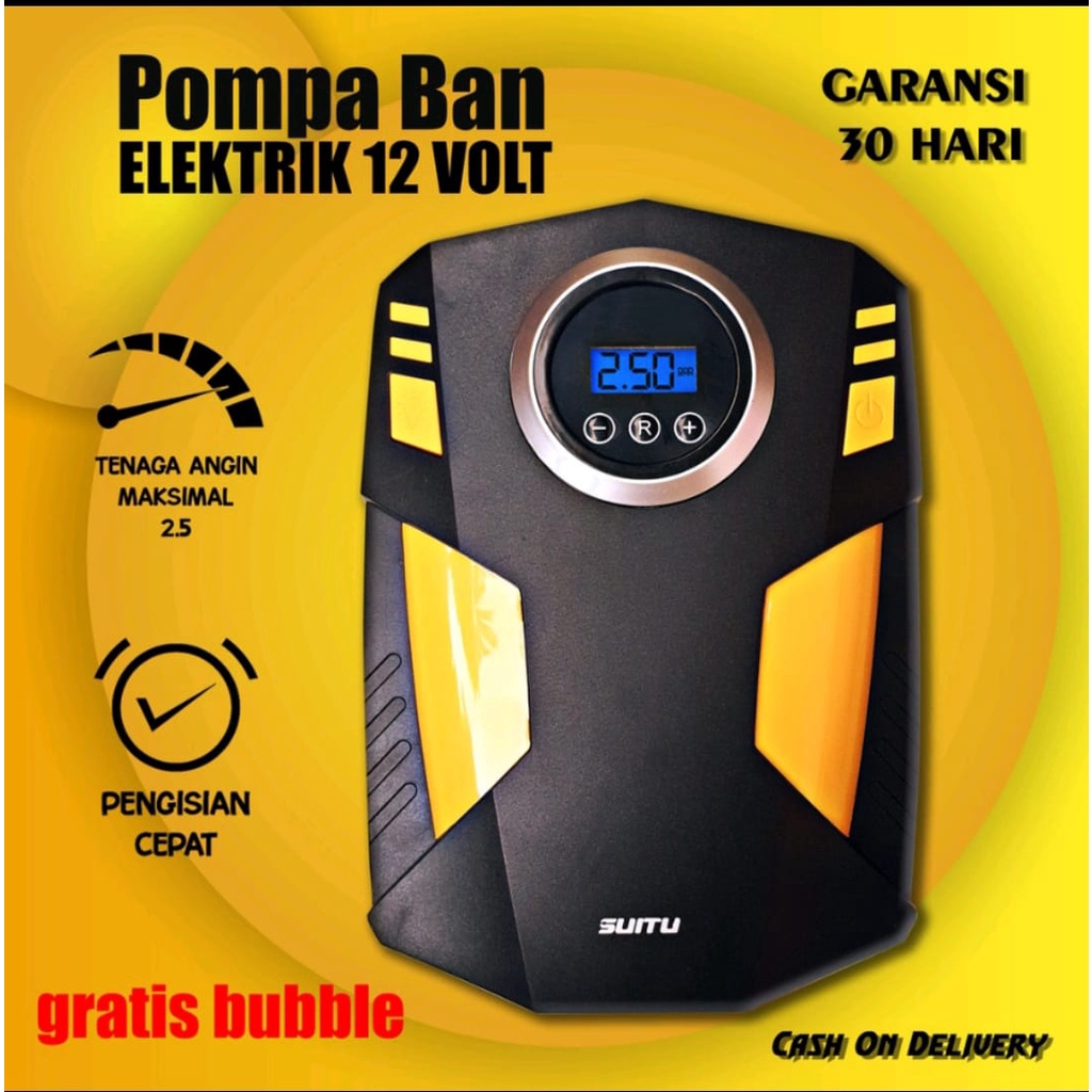 Pompa Ban Mobil truk Motor Elektrik Cek tekanan Angin Digital - Pompa Ban Portable