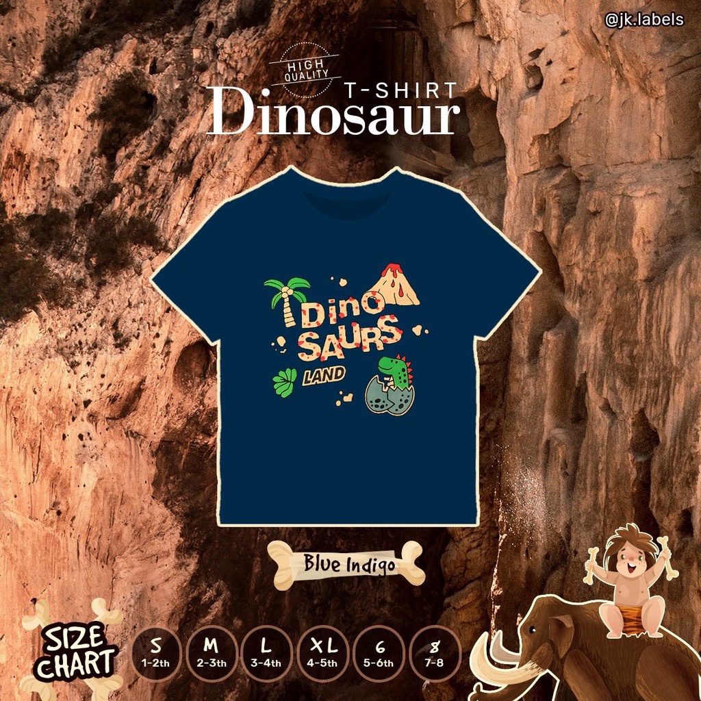 JK Tshirt Dinosaurus  Edition 1-8 Tahun - Kaos Anak Laki-Laki / Atasan Anak