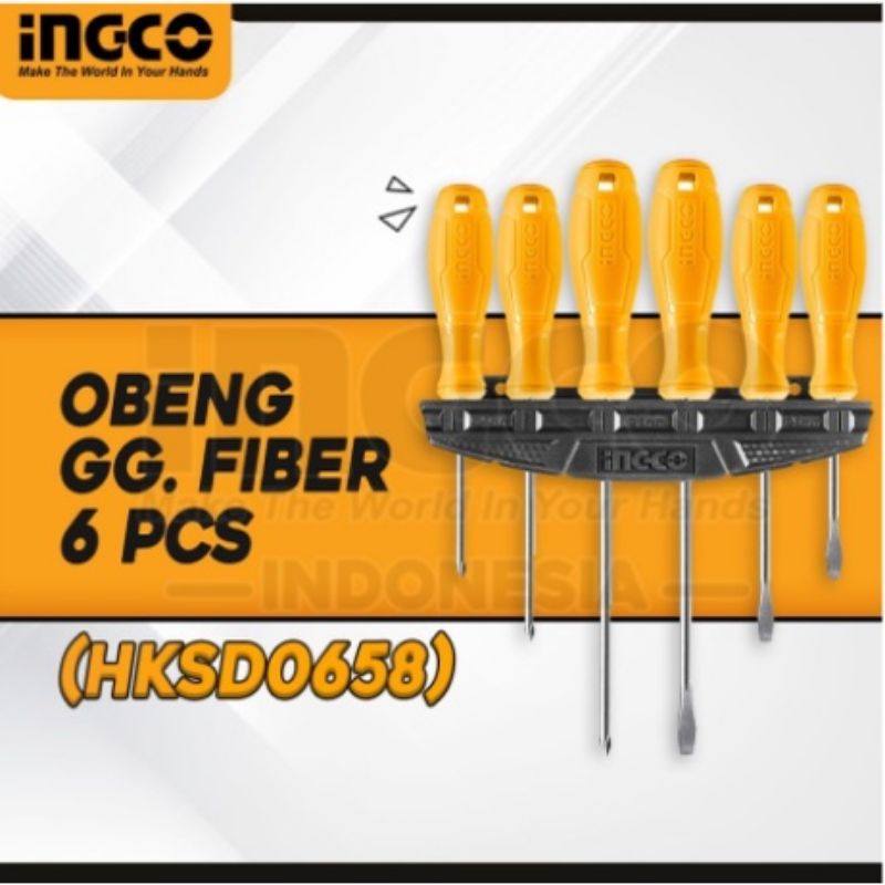 Obeng GG. Fiber Set (6 Pcs) INGCO HKSD0658