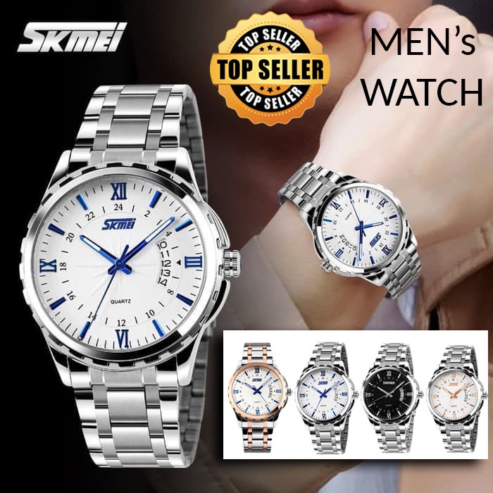 SKMEI Jam Tangan Pria Anti Air Terbaru Analog Tali Rantai Rante Besi Stainless Keren