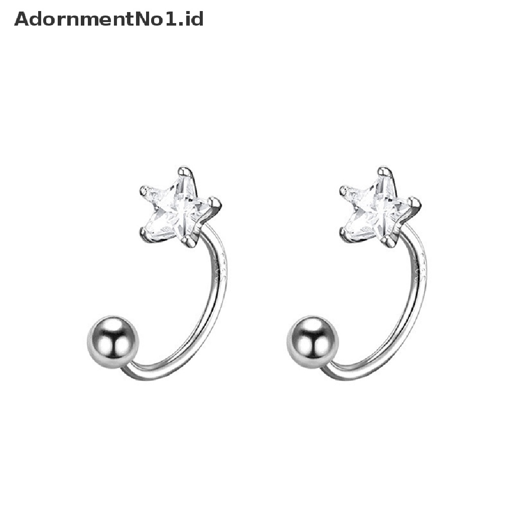 [AdornmentNo1] 2pc Stainless Steel Warna Emas Minimal Kristal Bintang Telinga Giwang Anting Wanita Korea Helix Studs Tragus Cartilage Jewelry [ID]