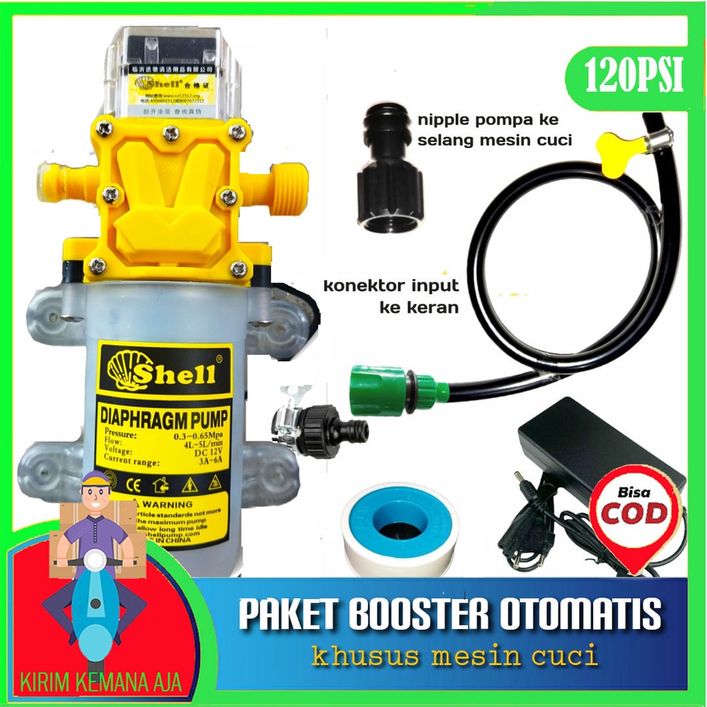 Paket Pompa Booster Air ke Mesin Cuci Otomatis - Shell Pump High Preassure