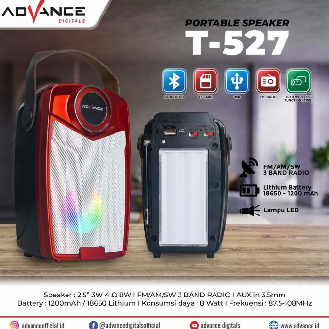 speaker bluetooth music box advance t 527 t527 lampu emergency