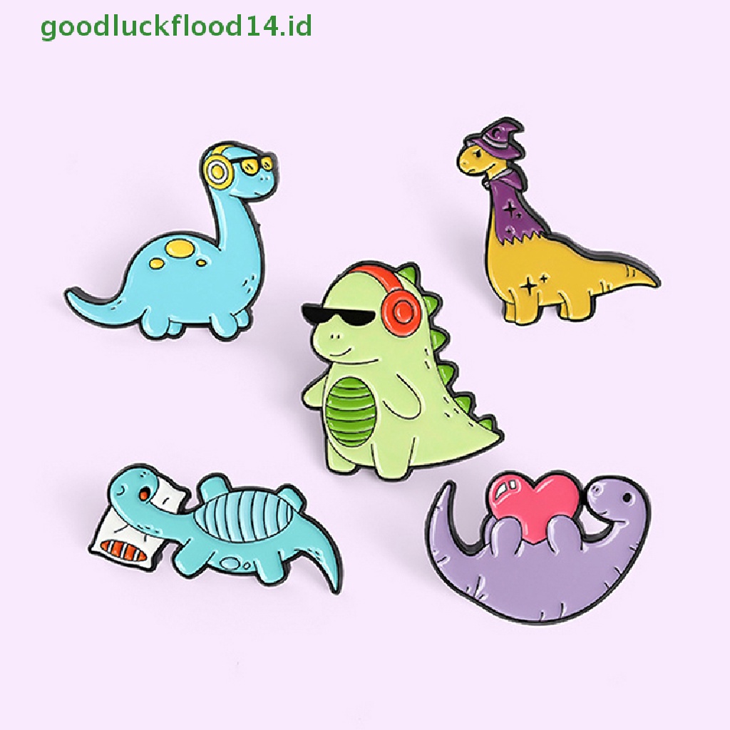 [GOOGFOUR] Kartun Dinosaurus Hewan Drop Minyak Kerah Bros Lencana Pin Pria Wanita Perhiasan Hadiah [TOP]