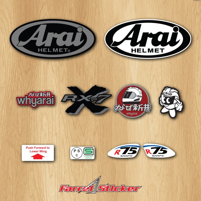 Stiker Helm Sticker Helmet RX 7 R75 shape Push Forward PSC Terbaik - Arai Putih