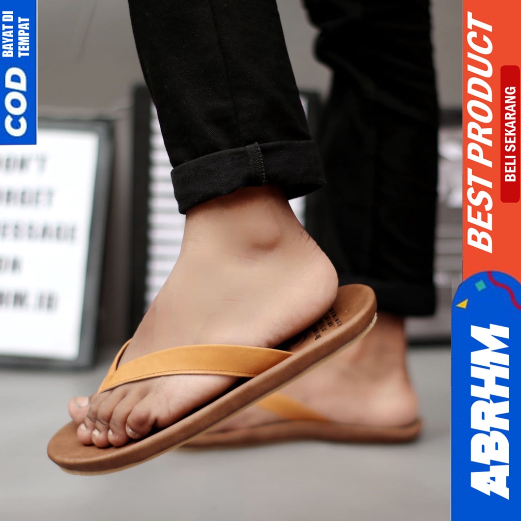 Sandal Kulit Pria Sendal Jepit Pria Original Abrhm JAPIT