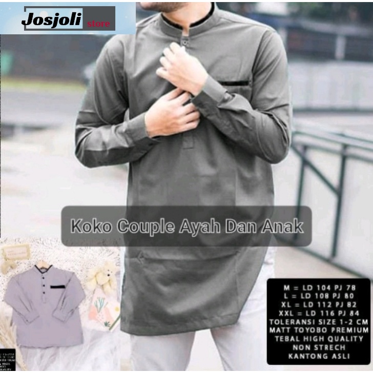 JOSJOLI_STORE/Baju Couple Koko Anwa/Koko Couple Ayah dan Anak Laki-Laki Lengan Panjang/S M L XL XXL