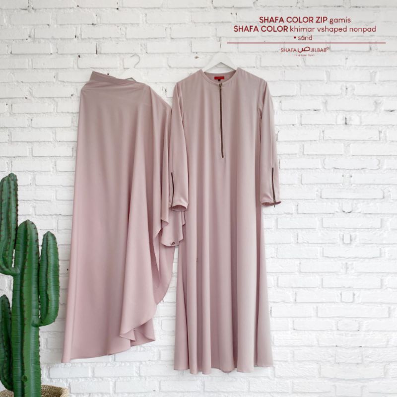 Shafa Color Zip SAND [Gamis & Khimar] by Shafa Jilbab