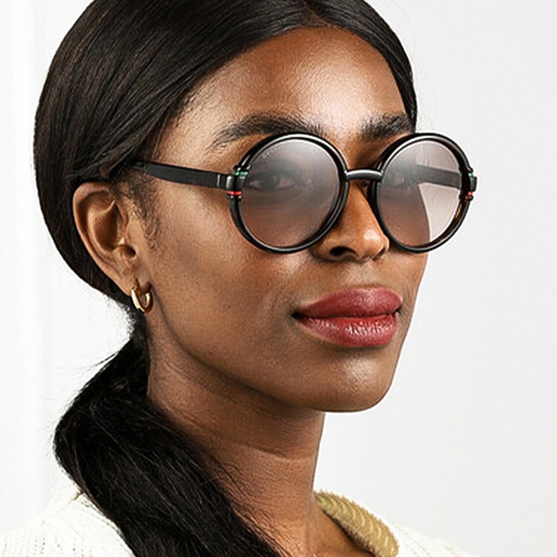 (YUZHU) Vintage Fashion Oversized Round Frame Sunglasses Kacamata Kerai Liburan Warna Permen Fashion Baru Wanita