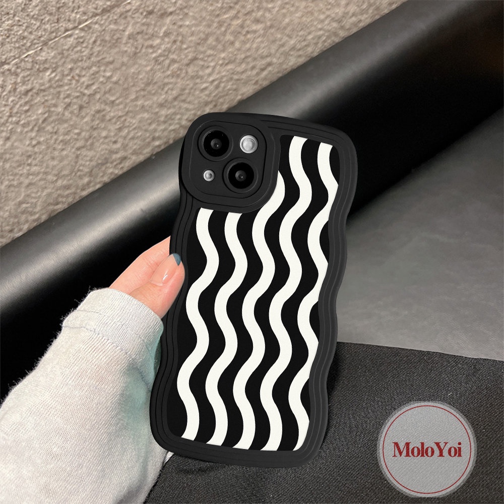 IPHONE Case Kompatibel Untuk Iphone11 12 13 14 Pro Max XR 6 6s 8 7 Plus X XS Max14 Plus SE 2020 Wavy Edge Art Motif Gelombang Air Shockproof Lembut TPU Phone Case Cover