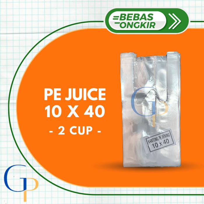 Kantong Plastik bening Bahan PE Untuk 2 cup/ Kresek bening juice 10x40