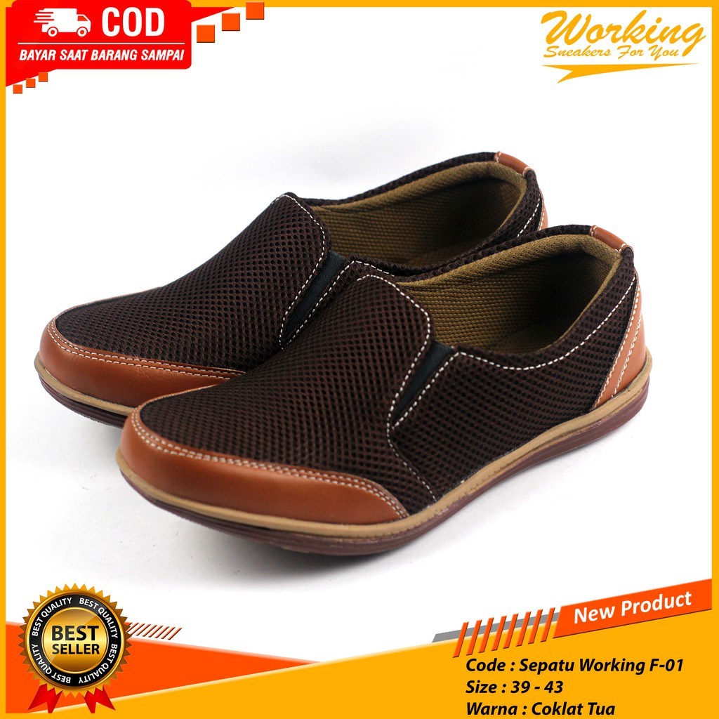 WORKING FASHION SEPATU WORKING F-01  SEPATU KASUAL SLIP ON