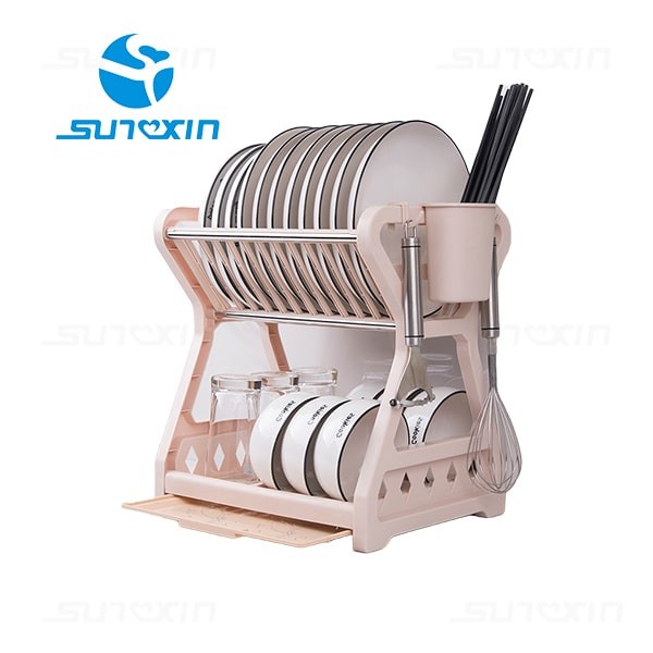 SUNXIN - RAK PIRING 2 SUSUN PLASTIK -2115/ RAK PIRING DAPUR BASKOM