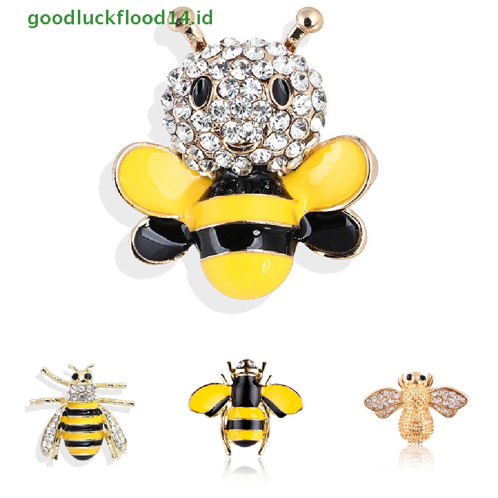 [GOOGFOUR] Mode Enamel Kristal Lebah Bumblebee Serangga Bros Pin Korsase Perhiasan Elegan [TOP]