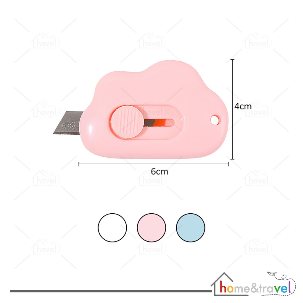 HOVELSHOP Cutter Mini Silet Kecil Pisau Pembuka Paket Pemotong Kertas Lucu Portable Bentuk Awan Warna Warni