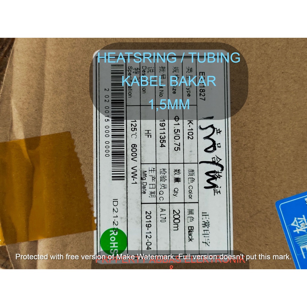 HEATSRING TUBING  SOLASI BAKAR KABEL BAKAR HEAT SRING HEATSRINK 1,5MM 1.5MM 1,5 MM 1.5 MM