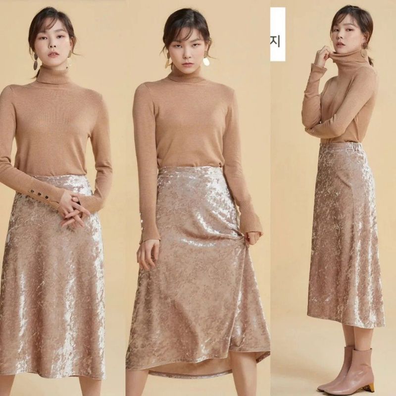 Lapiaf velvet midi skirt