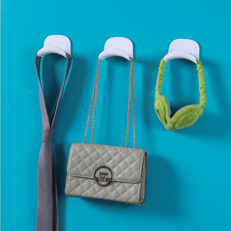 Gantungan Dinding Putih Penyimpanan Kait Hemat Ruang Syal Sutra Pakaian Topi Tas Penyimpanan Pintu Heavy Duty Self Adhesive Rack Hanger Rumah Bebas Paku Multifungsi Besar