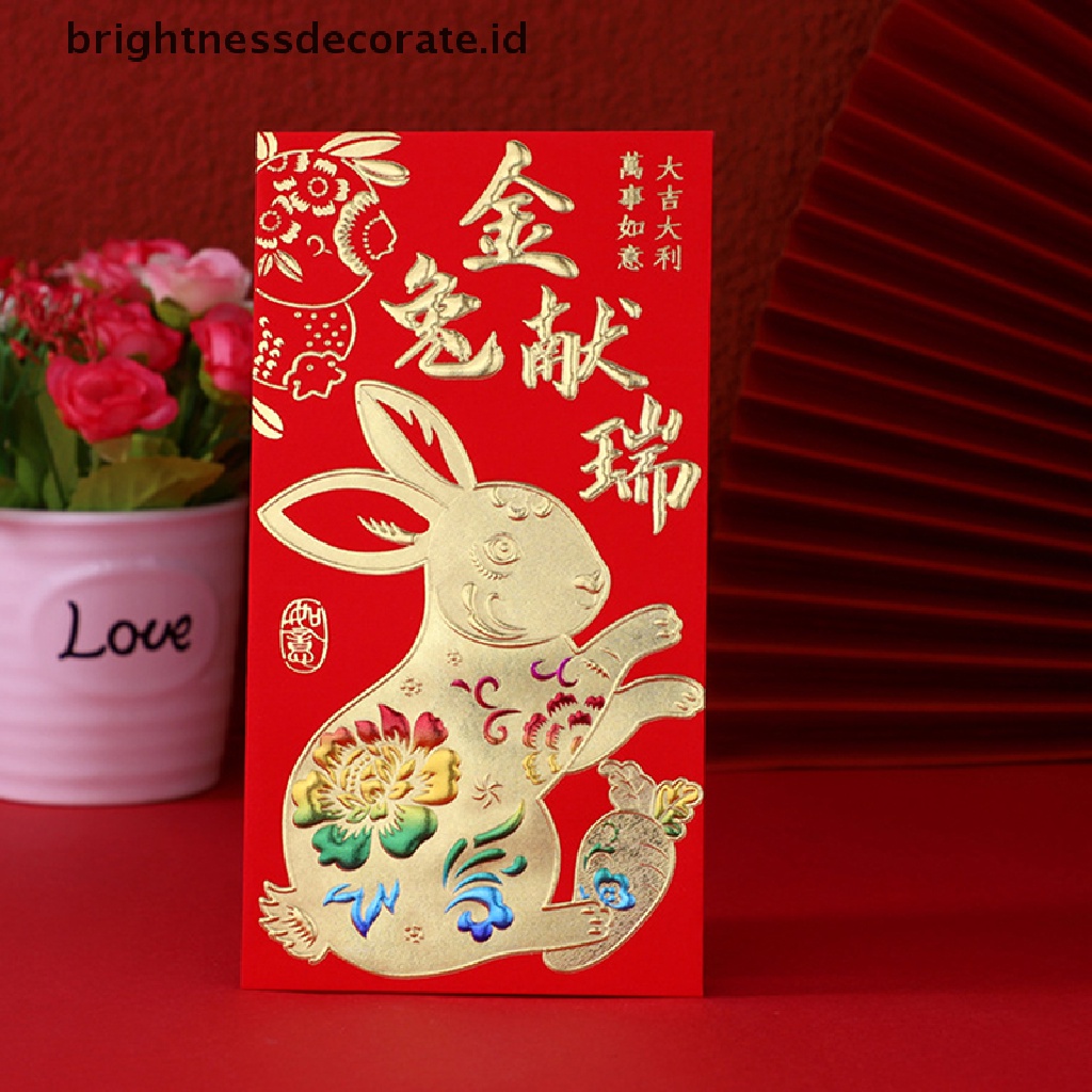 [Birth] 6pcs 2023 Amplop Merah Imlek Kelinci Tahun Amplop Lucky Hong Bao [ID]