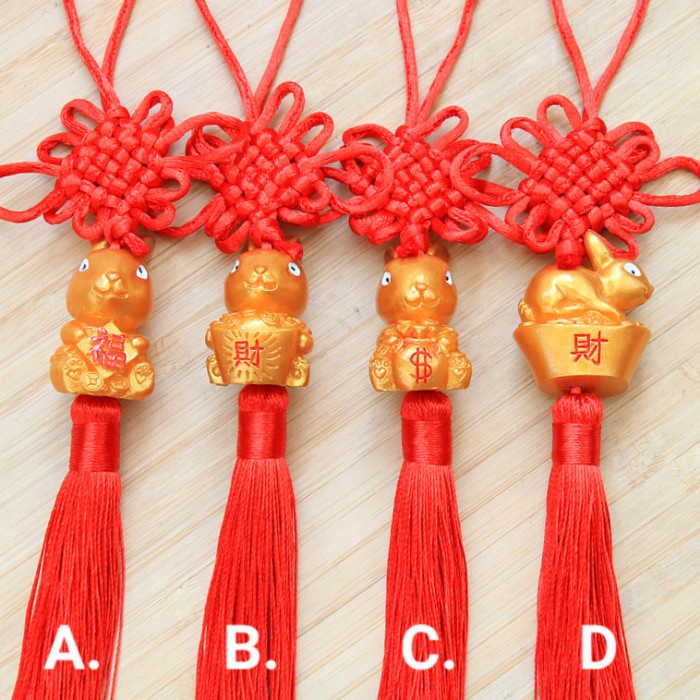 Gantungan Kelinci Gold Tassel Merah Imlek Tahun Baru Kelinci Grosir Ornamen Imlek Harga Grosir Termurah