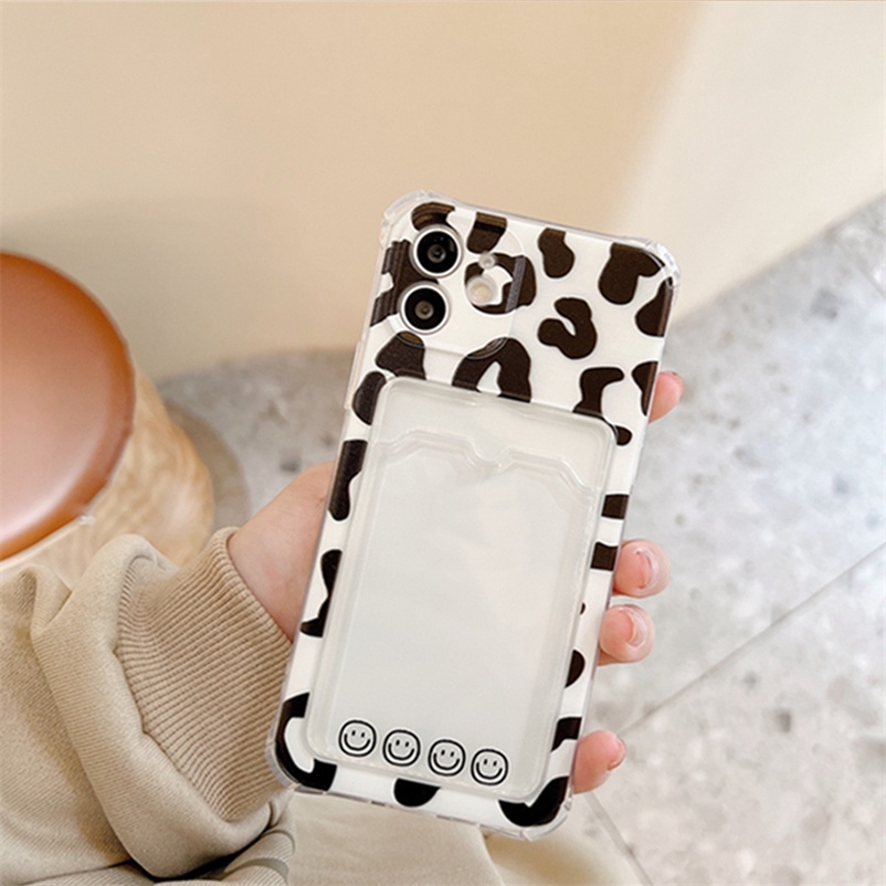 Leopard Print Phone Case for iPhone 14 13 12 11 Pro Max Se 2020 X XR Xs Max 7 8 Plus Card Slot Card Holder Storage Silicone soft Case Shock Absorption Soft TPU Back Cover