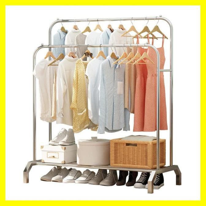 SM- Bayar di Tempat RAK BIG DOUBLE STAND HANGER Rak Gantungan Baju