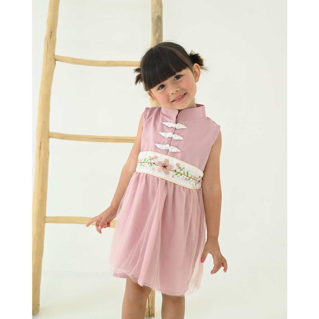 AZZURA DRESS | Dress Anak Perempuan | Baju Pesta Anak Perempuan | Dress Bordir Anak | Dress Cheongsam Anak
