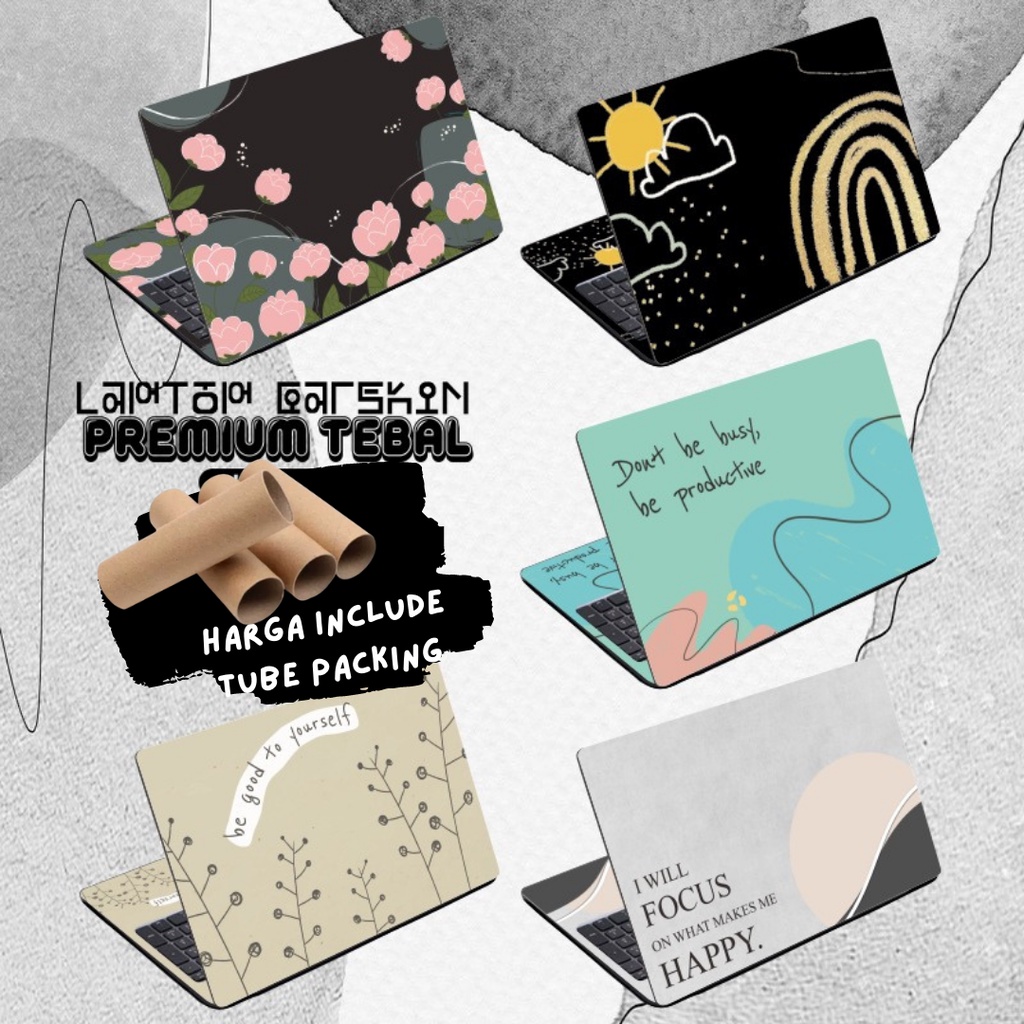 Garskin Laptop Anti Gores Quotes Floral Simple Premium Full set 10 12 13 14 15 inch Universal Untuk Semua Merk Laptop