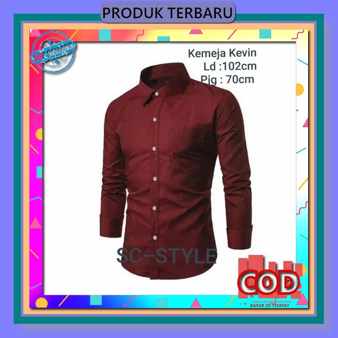 Kemeja Pria Lengan Panjang Motif Polos Salur Hitam Putih Katun Flanel Import Baju Atasan Cowok Distr