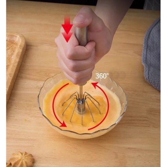 Alat Kocok Telur tekan besar 12" / Kocokan Telur Otomatis Stainless