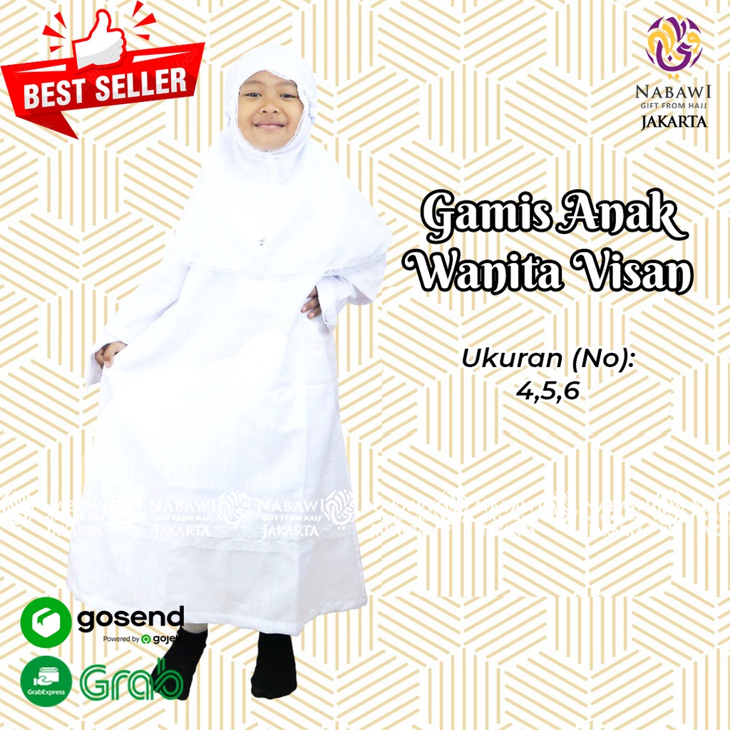 Baju Ihram Anak Perempuan/Gamis Putih Anak/Jubah Anak/Busana Muslim