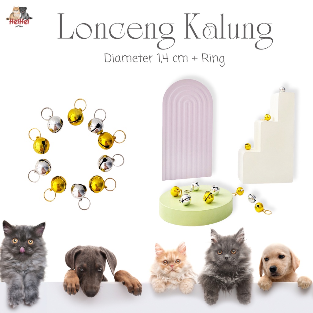 Liontin Lonceng/Kerincing/Bell Kalung Kucing Anjing + Ring Termurah 1,4 cm