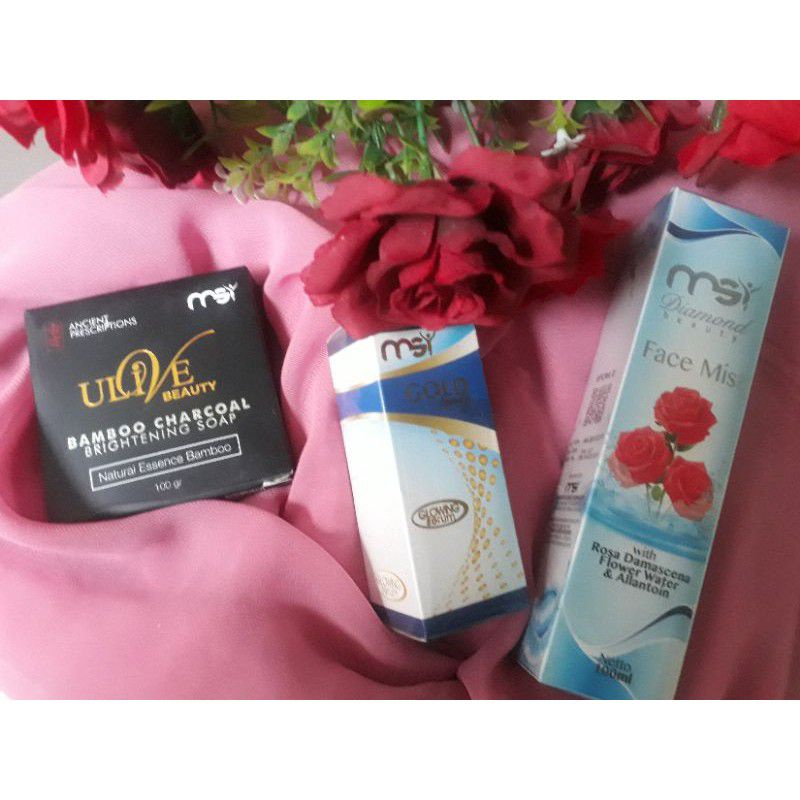 Paket Perawatan Wajah Glowing Msi Sabun Bamboo + Face mist + Glowing Serum ORIGINAL
