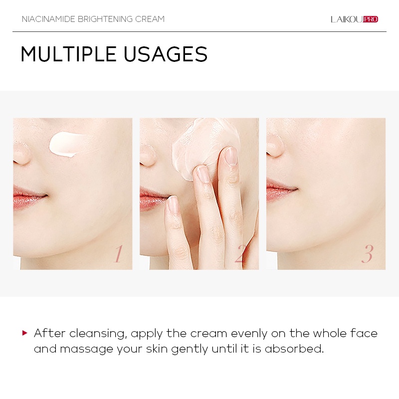 LAIKOU 99.6% Niacinamide Brightening Face Cream Memudarkan Garis-Garis Halus Melembapkan Kulit Bersinar 30g