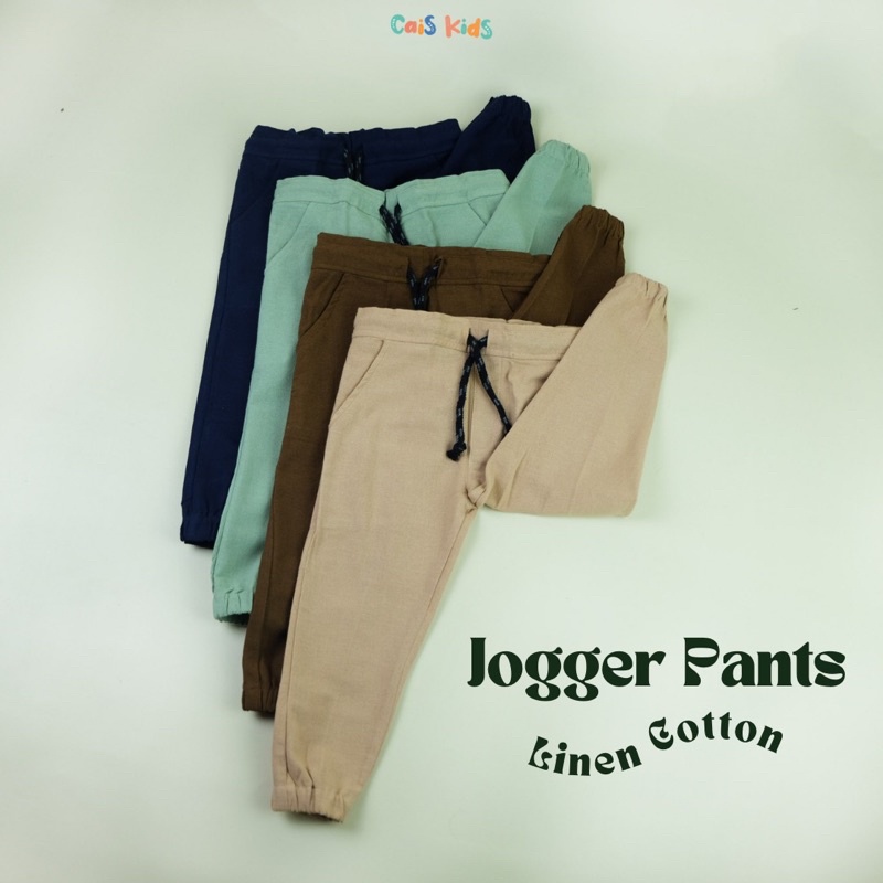 Jogger bahan katun nyaman Linen untuk anak 1 2 3 4 5 6 tahun