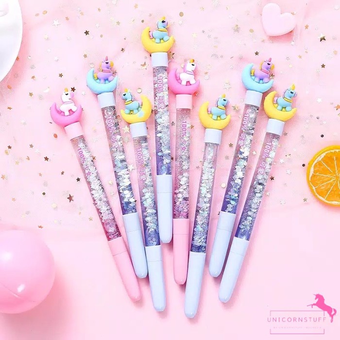 Bolpoin Glitter Unicorn Sekolah Anak Lucu Mainan Perempuan Cewek Kado