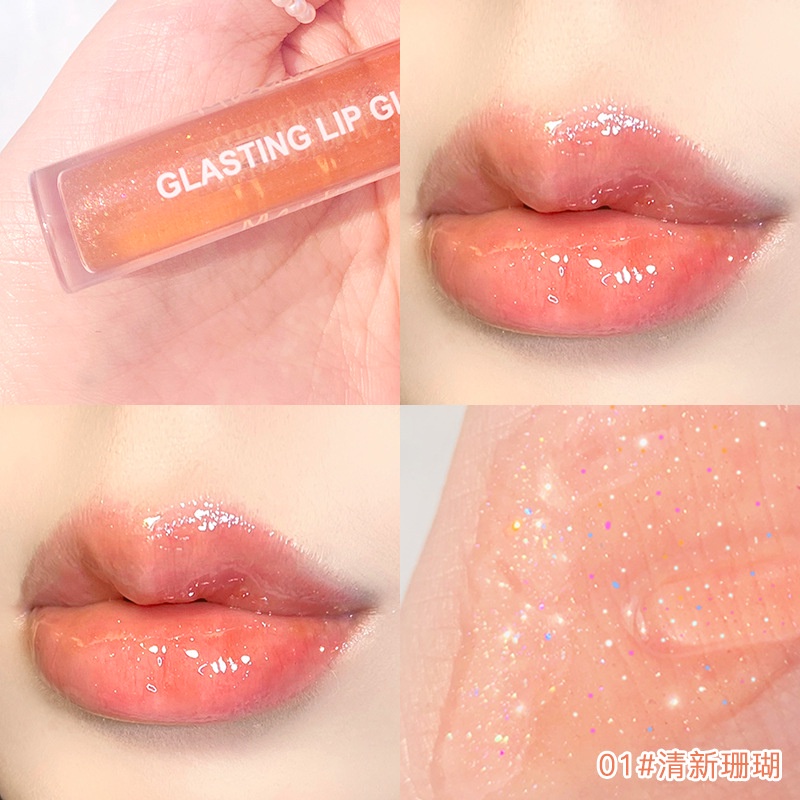 Maxfine Glasting Lip Gloss Transparan 6 Warna Glossy LipGloss Transparan Lipstick Lip Plumper Korean Lip Gloss