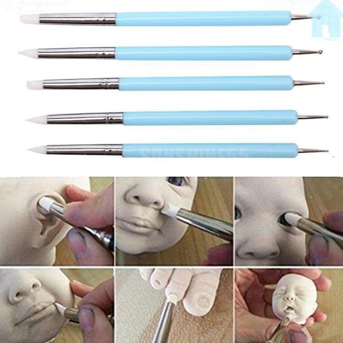 

Butsir 5pcs / Alat Ukir Clay, Lukis Cat Minyak, Dekorasi Kue, Art Nail