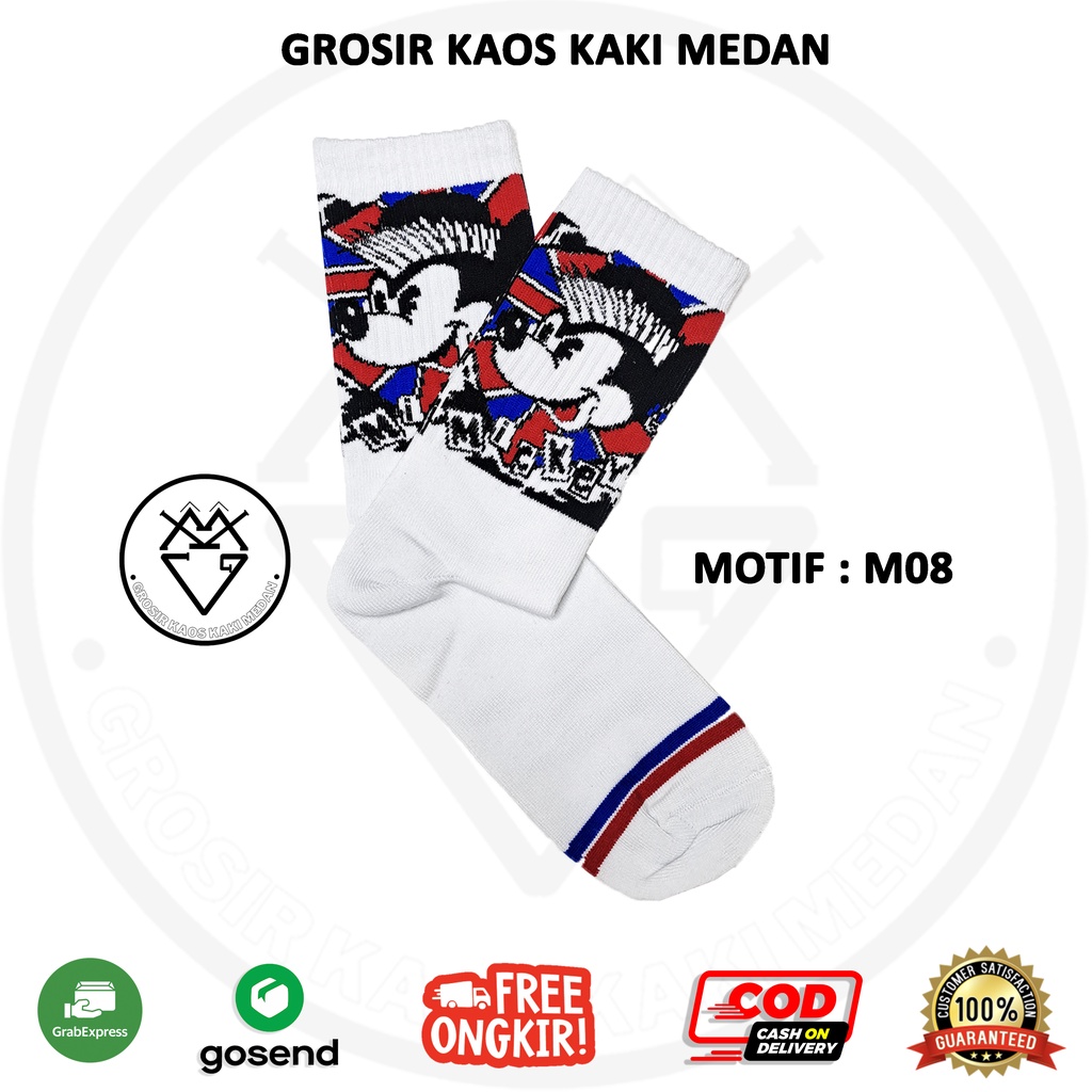 DISKON KAOS KAKI SKATE OLDSCHOOL MOTIF M08 CEWEK COWOK