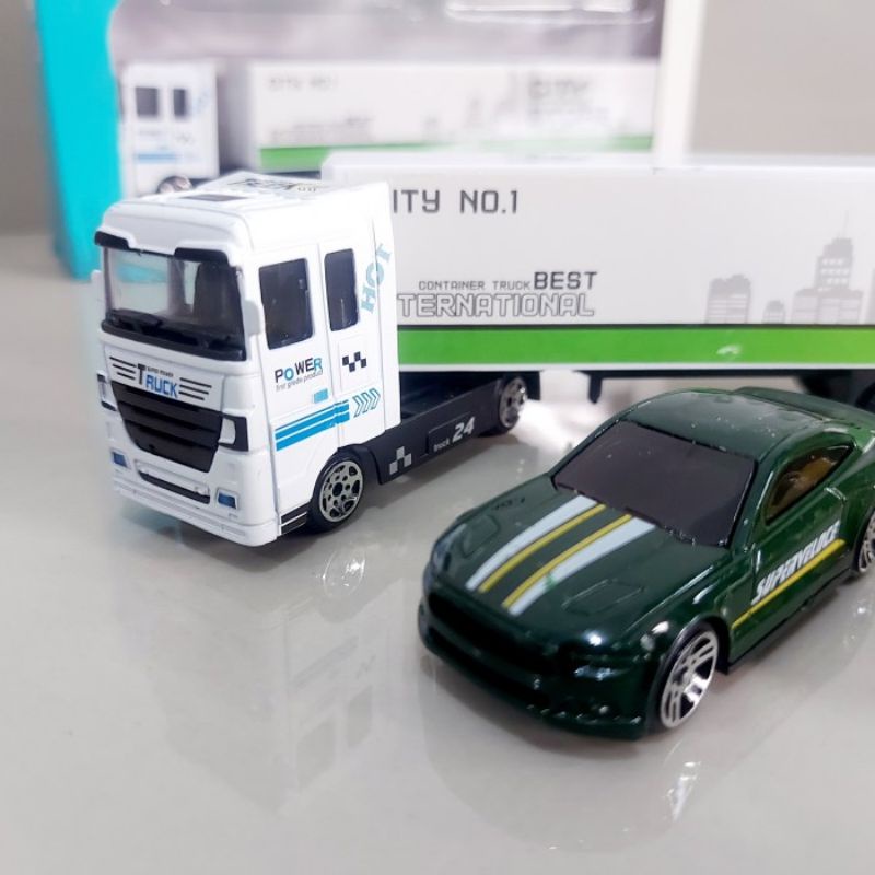 Mainan Set Diecast Truk Kontainer - Miniatur Model Mobil Alloy Mobilan Truck Koleksi Anak Dewasa